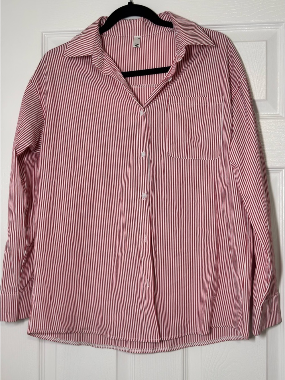 Amazon Red and White Striped Button-Down Shirt - Picture 1 of 4